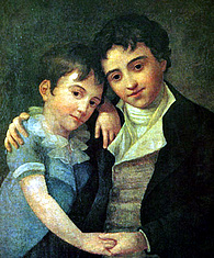 Carl und Franz Xaver Mozart. Gemälde von Hans Hansen aus dem Jahr 1798. 
