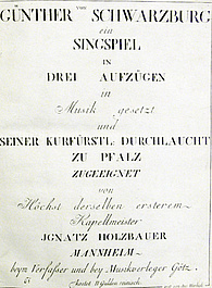The title page of the score of Gunther von Schwarzburg is shown