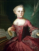 Gemälde von Nannerl Mozart. Gemalt von Pietro Antonio Lorenzoni um 1760. 